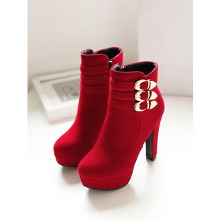 JY Shoes Buckled Heel Boots