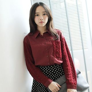 Tokyo Fashion Cable Knit Panel Shirt