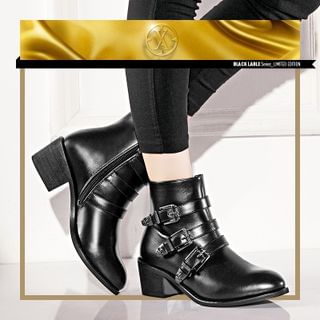 YIYA Belted Heeled Short Boots