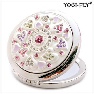 Yogi-Fly Beauty Compact Mirror (JW047P) Mirror + Gift box + Velvet Mirror Bag + Wiping Cloth