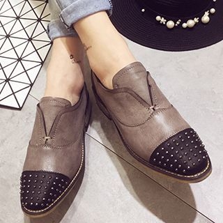 Crystella Studded Faux Leather Loafers