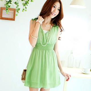 Tie-Shoulder Sleeveless Wrap Dress