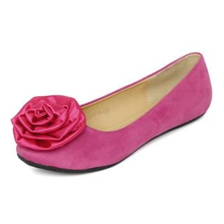 yeswalker Corsage-Accent Faux Suede Flats