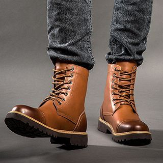 YAX Faux Leather Combat Boots