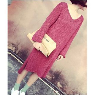 MATO Long-Sleeve Knit Midi Dress