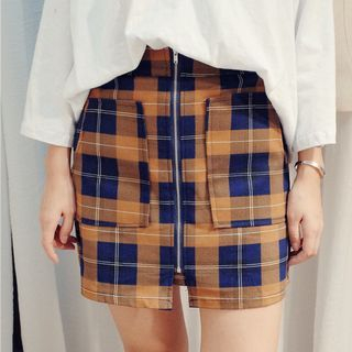 trendedge Plaid Zip Pencil Skirt