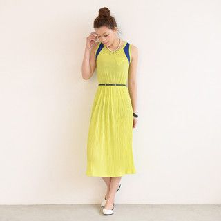 SO Central Contrast Trim Sleeveless Midi Dress (Belt not Included)