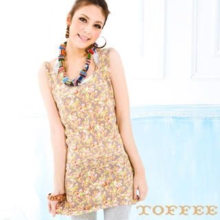 Floral Long Tank Top Yellow - Size One