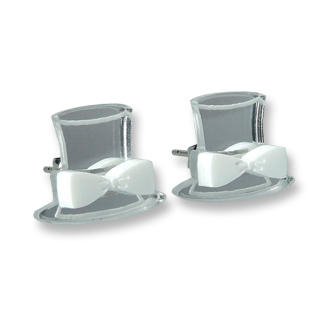 Sweet & Co. Sweet Mirror White Hatter Ribbon Stud Earrings