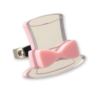 Sweet & Co. Sweet Mirror Pink Hatter Ribbon Silver Ring