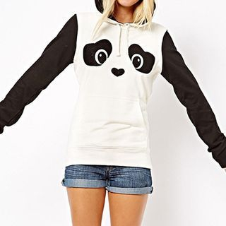 Gigi Ear Accent Hood Panda Print Pullover