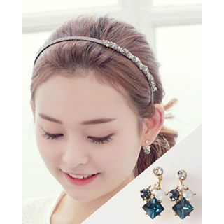 Miss21 Korea Faux-Gem Drop Earrings