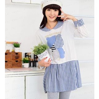 59 Seconds Gingham Collar Animal Appliqu  Dress