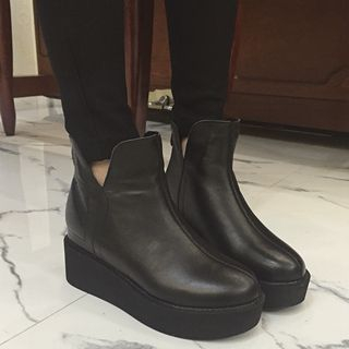 Zapatos Genuine-Leather Platform Wedge Ankle Boots