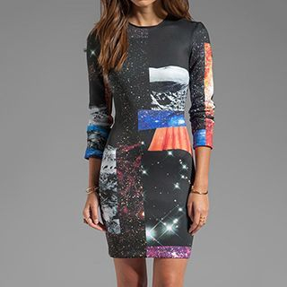 Sexy Romantie 3/4-Sleeve Printed Shift Dress