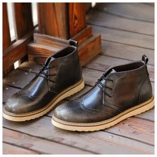 Fortuna Faux-Leather Brushed Brogue Boots