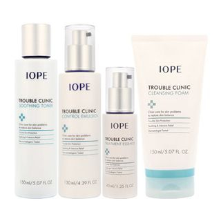 IOPE Trouble Clinic Set: Soothing Toner 150ml + Control Emulsion 130ml + Treatment Essence 40ml + Cleansing Foam 150ml  4pcs