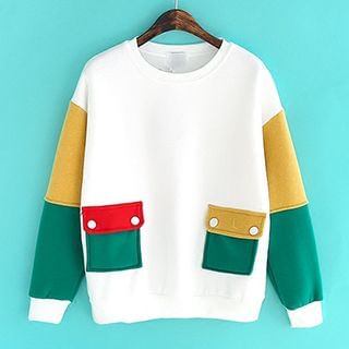 Sunny Day Color-Block Pocket Pullover