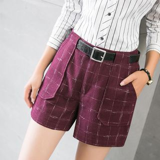 MEFOUND BASIC Plaid Woolen Shorts