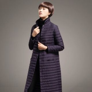 Halona Stand-Collar Plain Padded Buttoned Coat