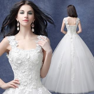 Angel Bridal Crochet-Panel Ball Gown Wedding Dress