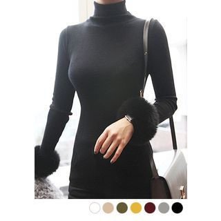 STYLEBYYAM Turtle-Neck Colored Knit Top