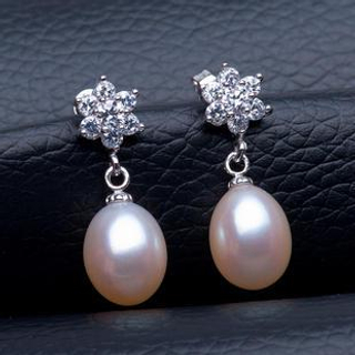 ViVi Pearl Freshwater Pearl Snowflake Sterling Silver Earrings