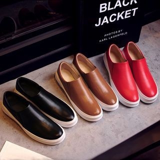 JY Shoes Platform Genuine Leather Slip Ons
