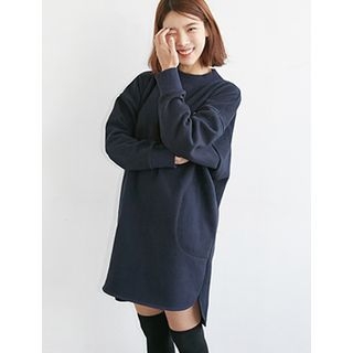 FROMBEGINNING Brushed-Fleece Loose-Fit Pullover Dress