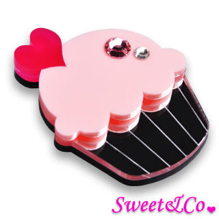 Sweet & Co. Swarovski Crystal Silver Pink Cupcake Pin Silver - One Size