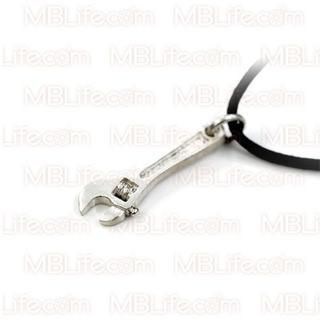 MBLife.com 925 Sterling Silver 3D Mini Spanner Pendant Necklace with Leather Chain (22