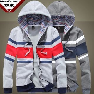 Bay Go Mall Hooded Striped Zip Jacket