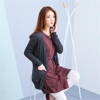 GLAM12 Button-Front Long Cardigan