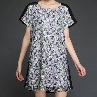 Mythmax Short-Sleeve Floral-Panel Dress