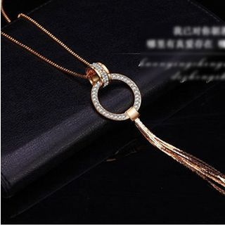Glitglow Rhinestone Tasseled Necklace