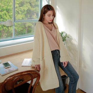 WITH IPUN Open-Front Long Cardigan
