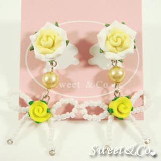 Sweet & Co. Sweet Yellow Mini Beaded Ribbon Earrings