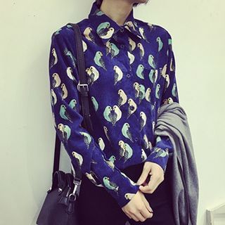 Eva Fashion Pigeon Print Shirt