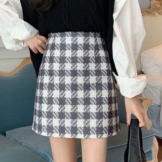 Plaid A-line Skirt