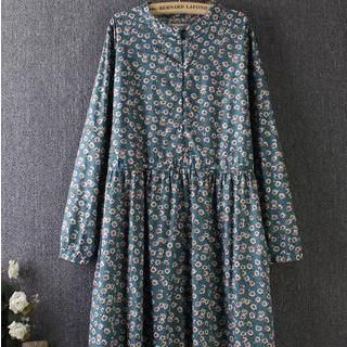 Blue Rose Long-Sleeve Floral Print Shift Dress