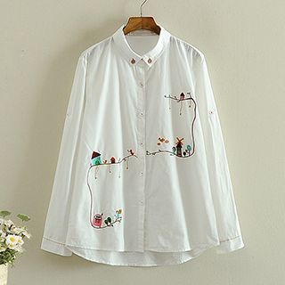 Storyland Long-Sleeve Embroidered Blouse