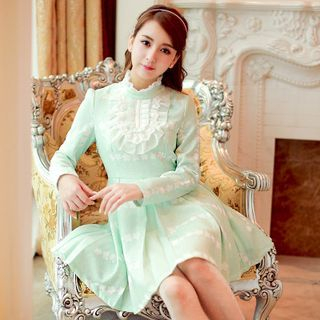 Altalena Lace Trim Long-Sleeve Knit Dress