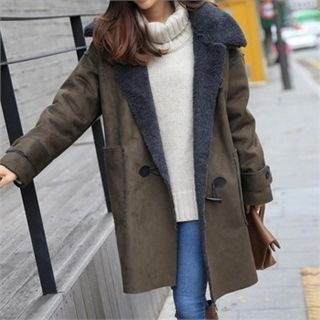 smusal Toggle-Button Faux-Shearling Coat