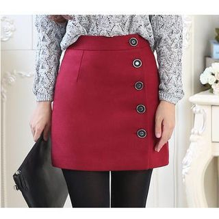 LITI Button Woolen Skirt