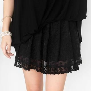 59 Seconds Inset Shorts Lace Miniskirt Black - One Size