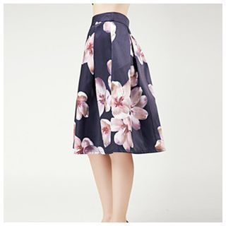 Sayumi Floral A-Line Midi Skirt