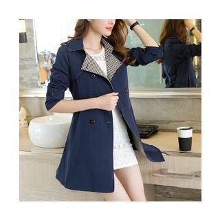 Camellia Paneled Double-Breasted Trench Coat