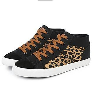 Renben Leopard Print Panel Sneakers