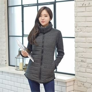 Styleberry Quilted-Trim Zip-Up Knit Jacket
