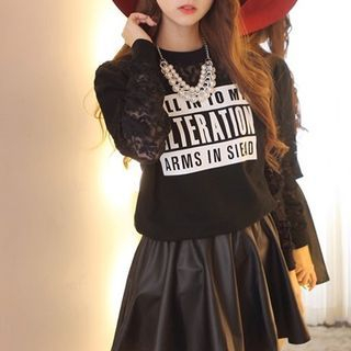Century Girl Lace Panel Letter Pullover